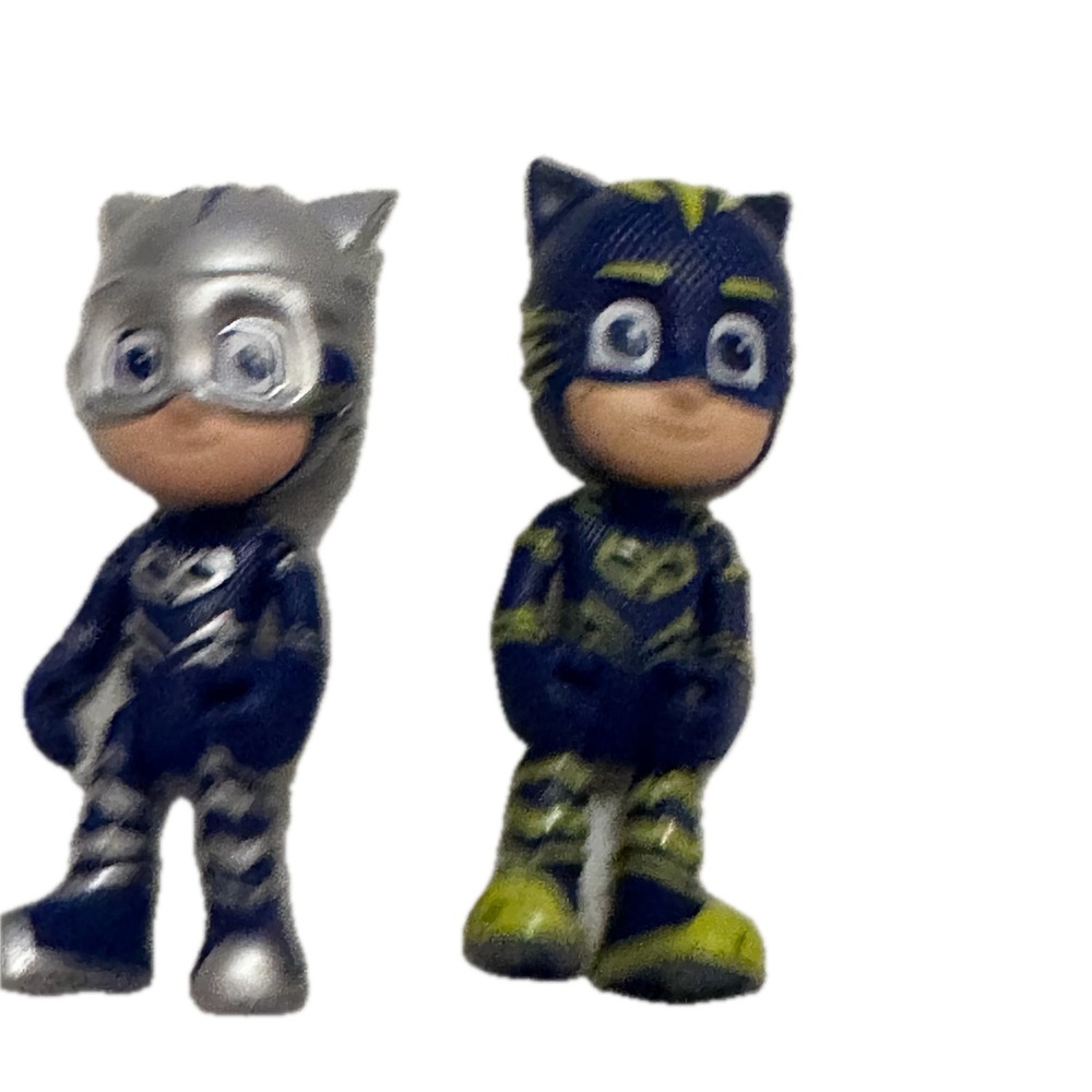 PJ Masks Catboy Action Figure Lot of 2 Blue Silver Neon Green Disney Junior 3in